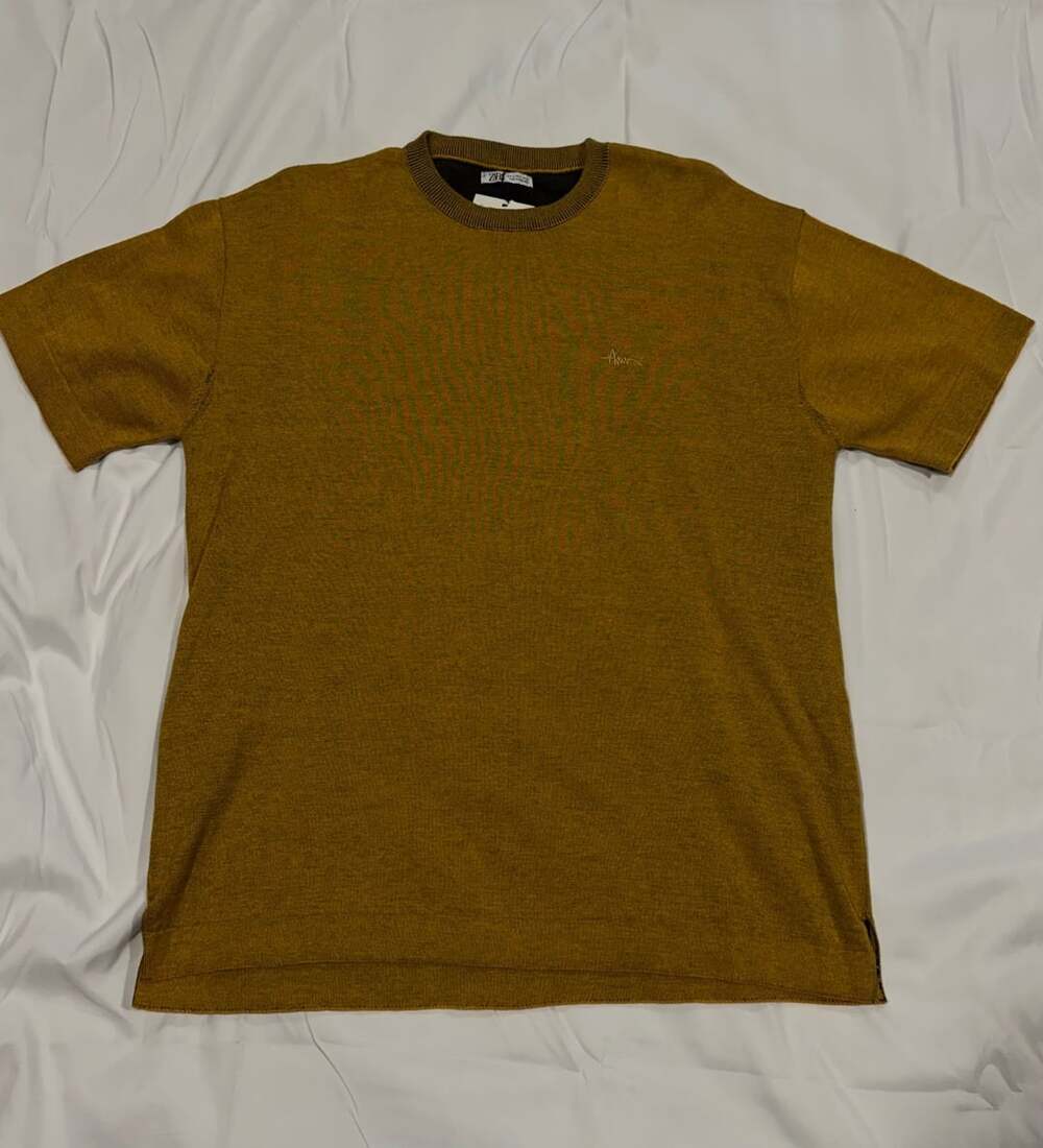 Zara Men's Mustard Brown Knit Short Sleeve T-Shirt New with Tags Size S